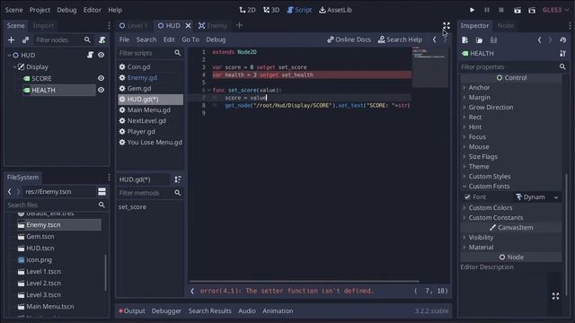 29. Adding health and enemy interaction in Godot 3.2 - Digital Student Online School смотреть онлайн