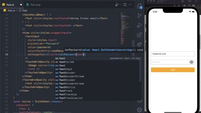 React Native Login validation for email format and password regex смотреть онлайн