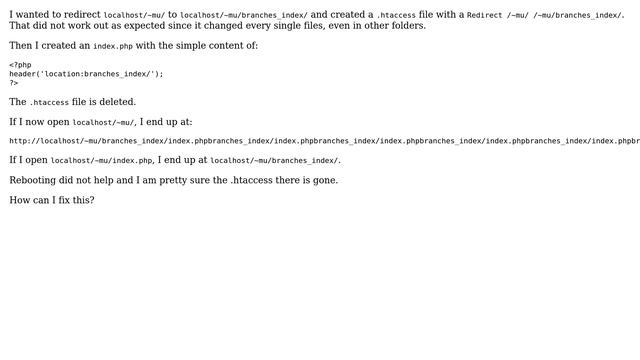 Ubuntu: Apache remembers .htaccess induced redirect command смотреть онлайн