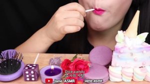 ASMR PURPLE FOOD EDIBLE ROSE, HAIR BRUSH, CANDLE, UNICORN CAKE 먹는 장미꽃, 먹는 빗, 먹는 캔들, 유니콘 케이크 먹방