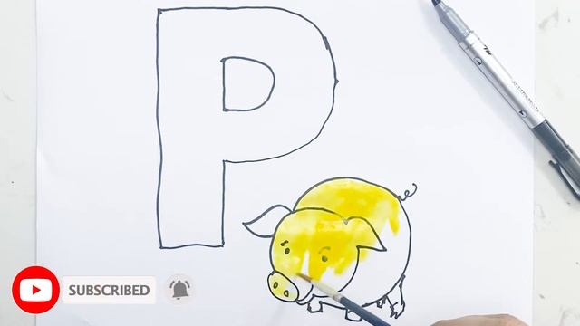 Как нарисовать Свинью и букву П для детей,Learn to draw and color,bolalar uchun rasm chizish смотреть онлайн
