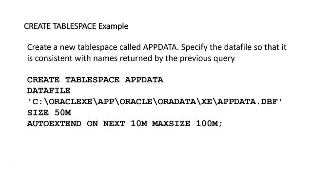 Creating a Tablespace смотреть онлайн