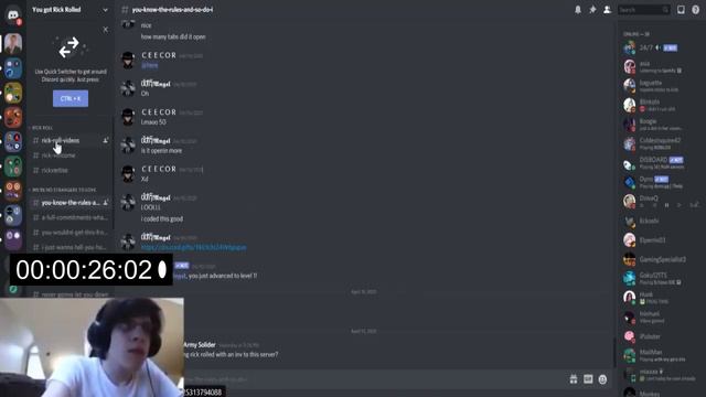 Rick Roll Discord Speed Run