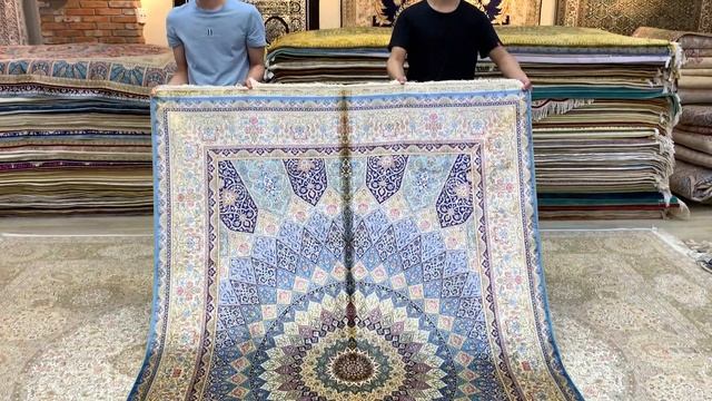 Dome design hand knotted silk rug смотреть онлайн