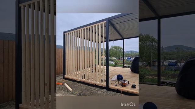 Беседка в стиле лофт сканди мангальная