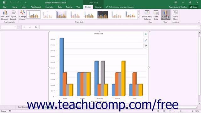 Excel 2016 Tutorial Changing the Chart Type Microsoft Training Lesson смотреть онлайн