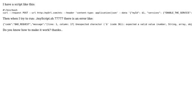 Unix & Linux: $1 in curl json body now working смотреть онлайн