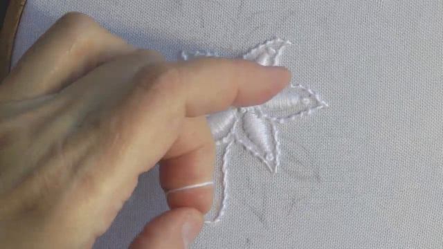 White Embroidery - White Lily Flower - Winter Bouquet