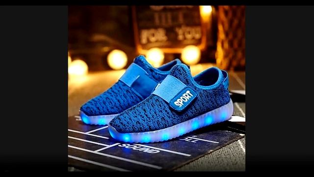 ?Детские светящиеся светодиодные кроссовки на липучке./Kids Luminous Velcro Shoes, LED Sneakers смотреть онлайн