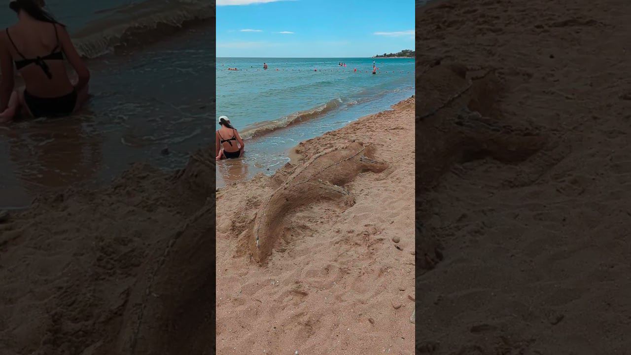 Крокодил на пляже в Евпатории! #море #крым2024 #евпатория #крокодилы #фигуры смотреть онлайн