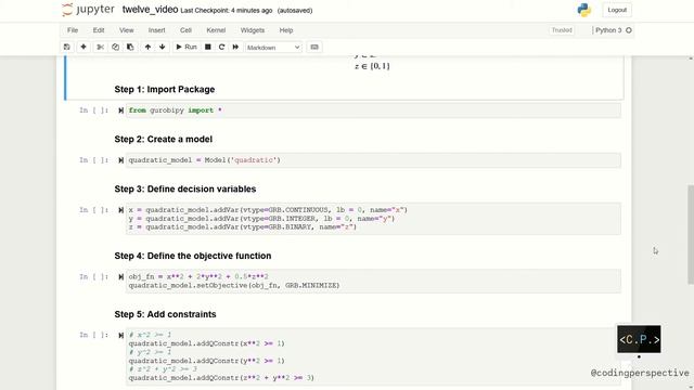 Quadratically Constraint Quadratic Programming - Optimization in Python with Gurobi (Part 7) смотреть онлайн