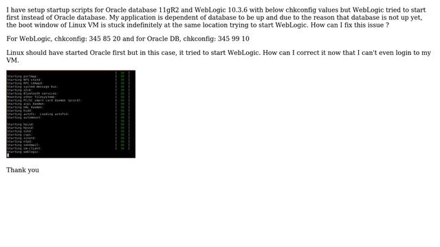 My Linux VM wont start due to wrong chkconfig startup priorities set on oracle db and weblogic смотреть онлайн