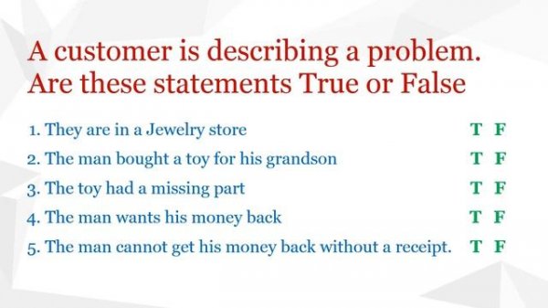 Listening true or  false