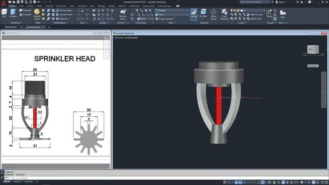 Autocad 3D Sprinkler Head Tutorial смотреть онлайн