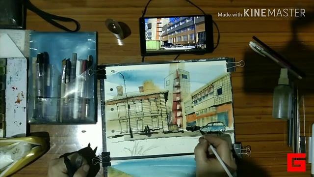 Городской этюд акварелью UrbanSketch Watercolor Изомедитации © Беседин #StayHome and learn #WithMe смотреть онлайн