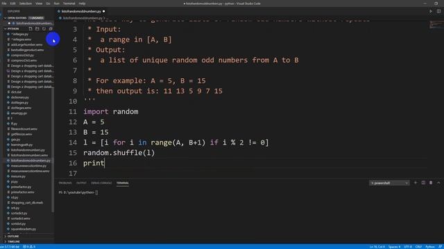 Generate a list of random odd numbers without repeats in Python смотреть онлайн