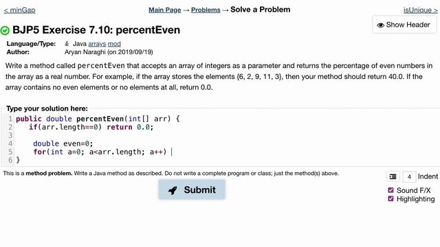 Java Practice It | Exercise 7.10: percenetEven | arrays, array basics, for loop, if conditio смотреть онлайн