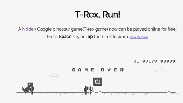 T-Rex Run Part 1 | A hidden Google dinosaur game смотреть онлайн
