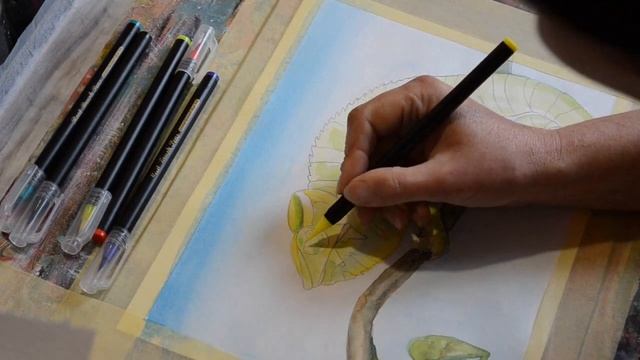 ХАМЕЛЕОН/ Яркое рисование акварелью и аквамаркерами. смотреть онлайн