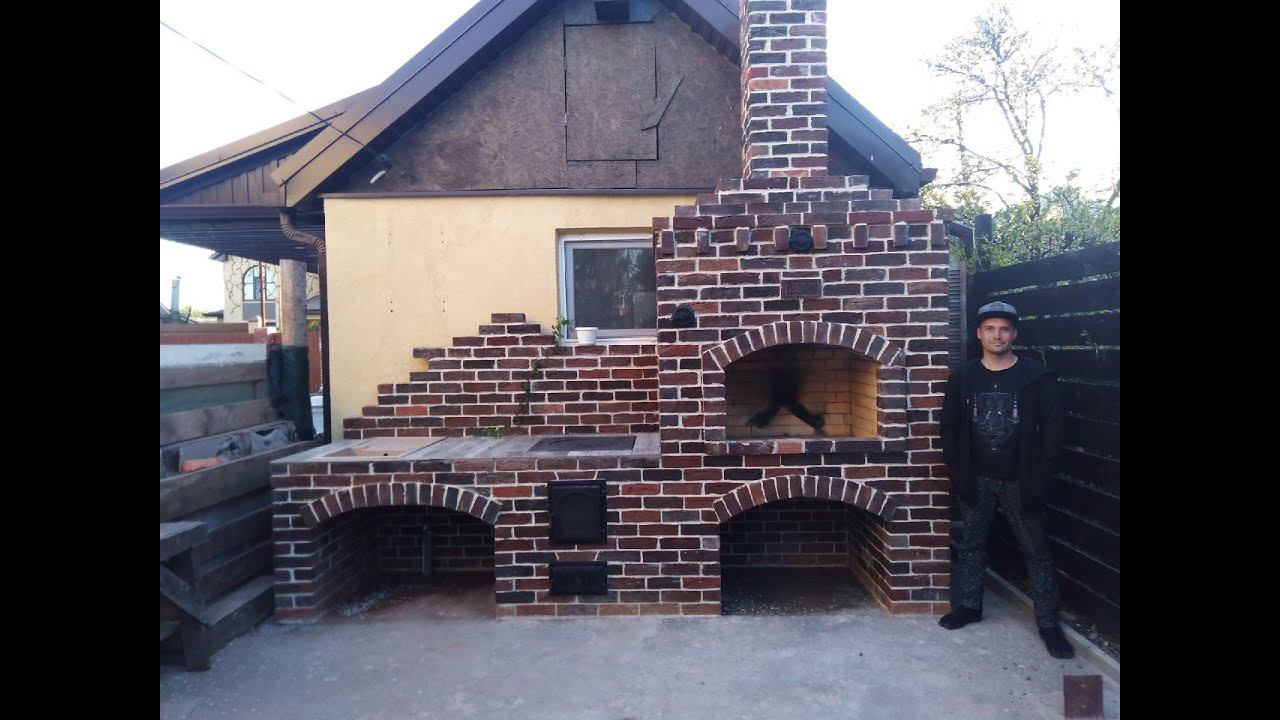 Барбекю, мангал из кирпича с печкой под казан своими руками, подробная порядовка смотреть онлайн