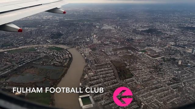 FLYING INTO HEATHROW AIRPORT OVER LONDON LANDMARKS смотреть онлайн