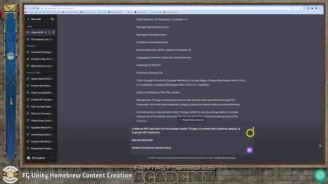 FG Homebrew Content With Chat GPT AI | FGU Core: Fantasy Grounds Unity| FGU 4.4.2