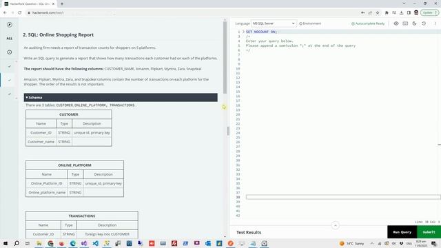 Hacker Rank Coding Challenge: SQL: Online Shopping Report смотреть онлайн