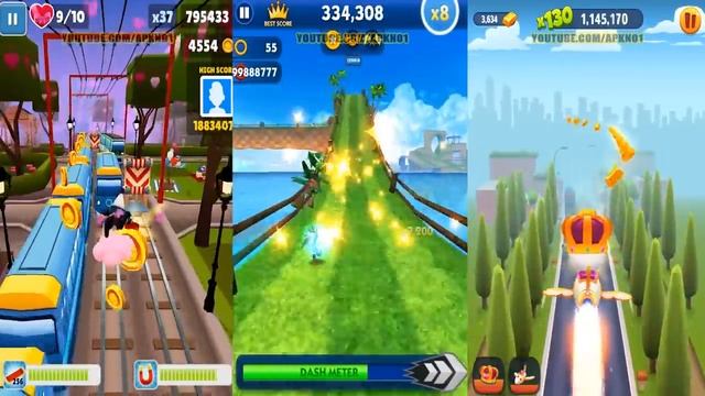 Subway Surfers 2018 Paris VS Sonic Dash SILVER VS Talking Tom Gold Run смотреть онлайн
