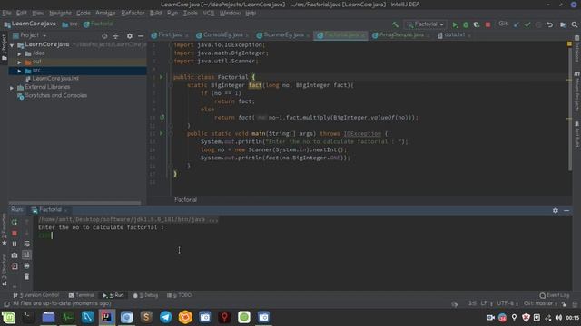 Factorial Of BigInteger in java смотреть онлайн