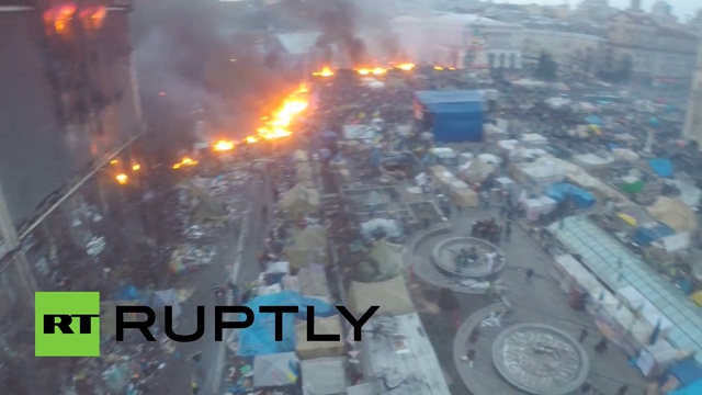 ЕВРОМАЙДАН-2014 г. Вид с БПЛА смотреть онлайн