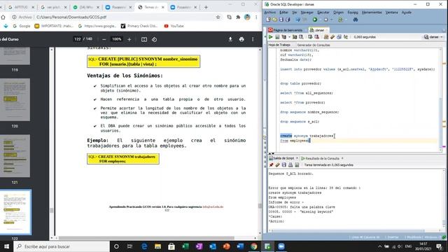 Curso SQL oracle 19c desde cero - SYNONYMS - 30-01-2021 смотреть онлайн