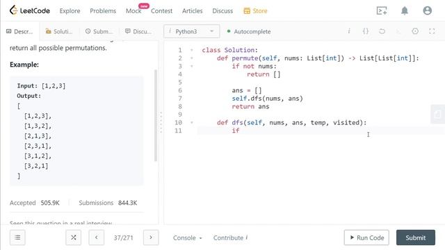 LeetCode 46. Permutations смотреть онлайн