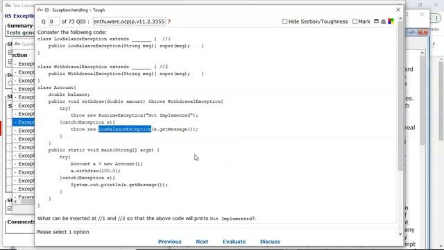 Identify the exception hierarchy that enables the code to run properly. (enthuware.ocpjp.v11.2.3355 смотреть онлайн