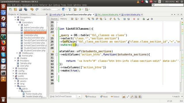Laravel Admin Panel Development beginners Tutorial(#21) Yajrabox listing for clasess, faculty type смотреть онлайн