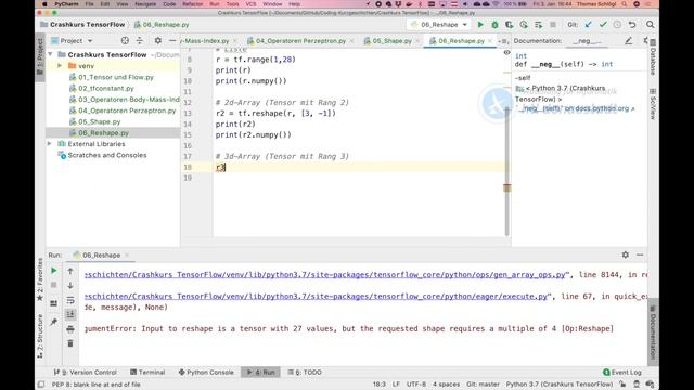06 TensorFlow Crashkurs: Tensoren reshapen: tf.reshape, tf.slice смотреть онлайн