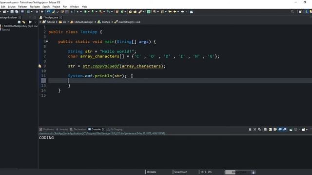 How to copy the content of an Array of characters into a given String using the copyValueOf() metho смотреть онлайн