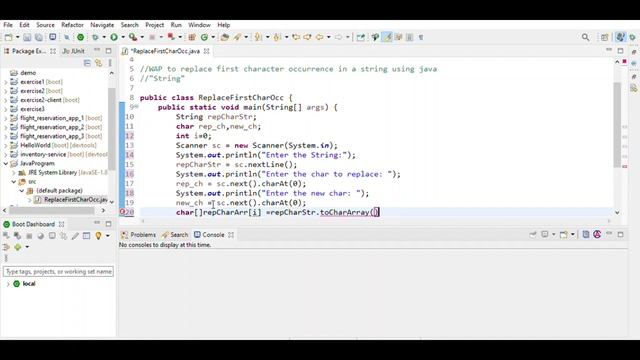 Java program to Replace First Character Occurrence in a String смотреть онлайн