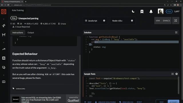 Codewars 8 kyu Unexpected Parsing Javascript смотреть онлайн