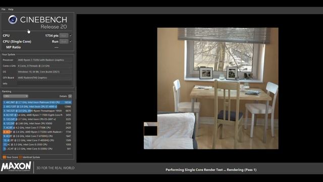 AMD Ryzen 3-7320U {Acer Aspire 3 A315} - Cinebench R20 CPU-Test смотреть онлайн