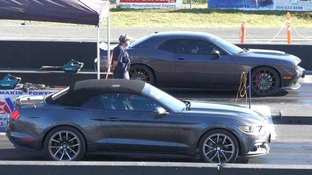 Mustang GT vs Dodge Challenger SRT 392 - muscle cars drag racing смотреть онлайн