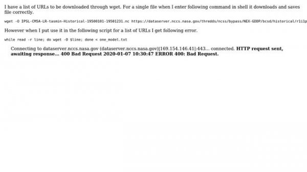Unix & Linux: wget ERROR 400: Bad Request
