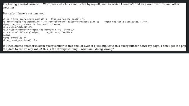 Wordpress: Date not appearing in custom query смотреть онлайн