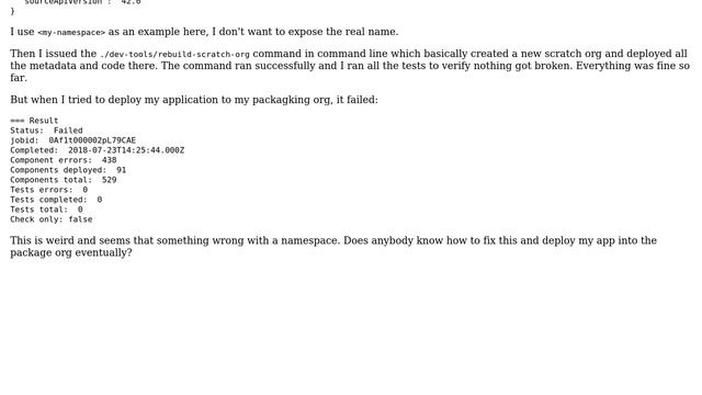 Salesforce: Error deploying mdapi to packaging org with a namespace смотреть онлайн
