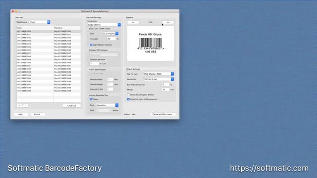 Softmatic BarcodeFactory importe des données de Excel / Numbers et créer codes-barres EAN 13 смотреть онлайн