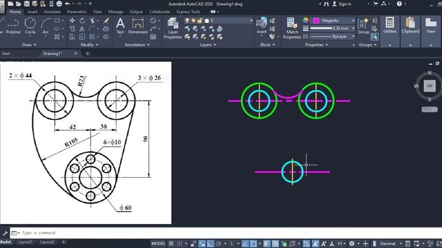 AutoCAD 2020 complete tutorial for beginners | 2D Drawing Basic Practice 1 смотреть онлайн