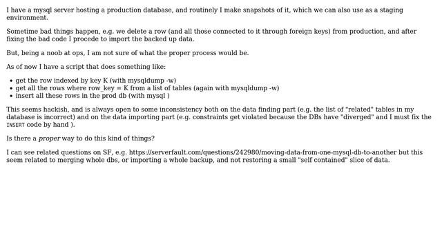 DevOps & SysAdmins: selectively import "record sets" from one mysql instance to another смотреть онлайн