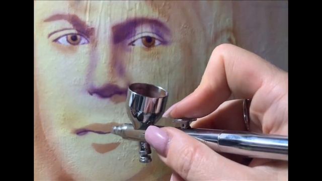 Аэрография.Зеркальная картина « Есенин».Продолжение.Aerography.  Mirror Painting