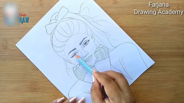 A Cute Girl - Drawing Tutorial / How to draw a girl - Step by step / Pencil Sketch смотреть онлайн