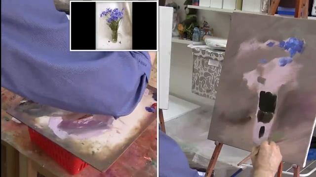 Васильки. Мастер-класс на двух холстах. Master class on two canvases. Wildflowers смотреть онлайн