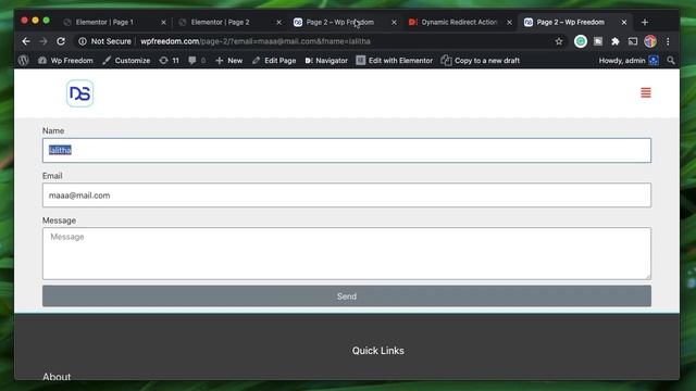 Elementor Form Redirect With Parameters- Dynamic Content For Elementor